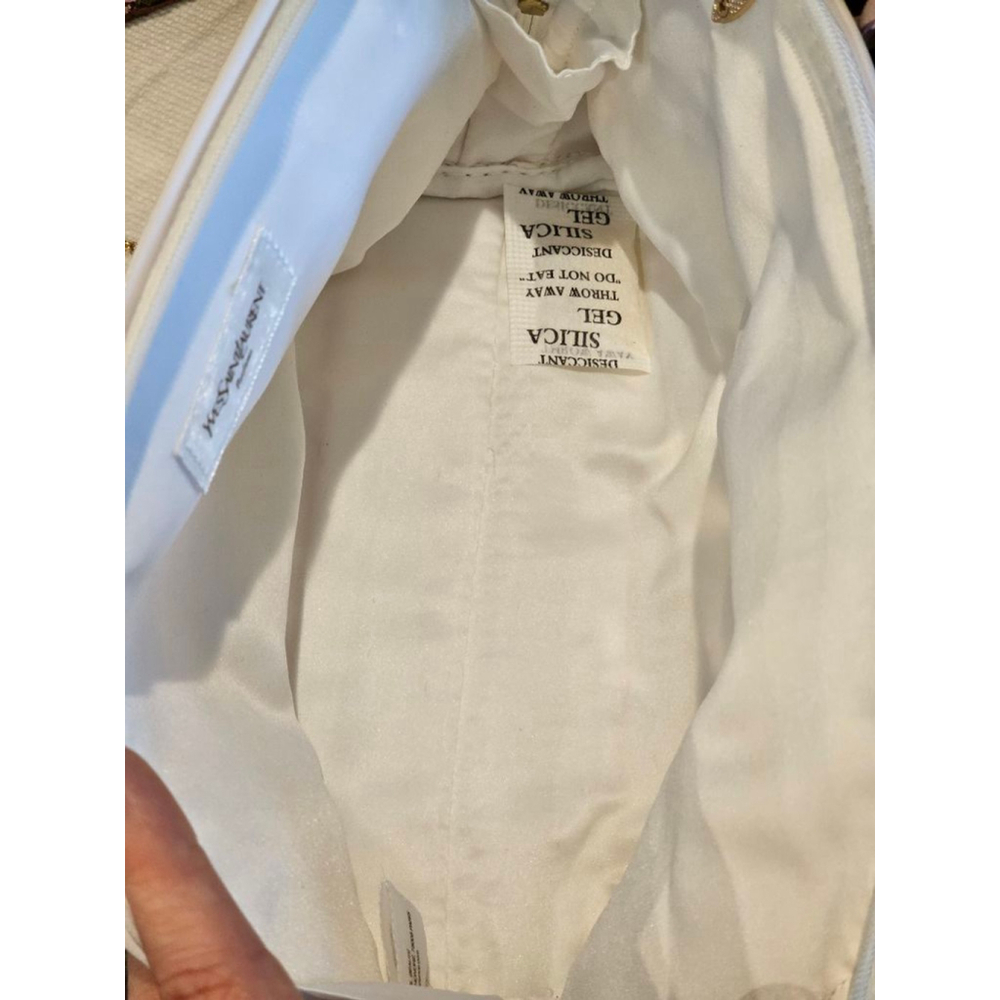 YSL Yves Saint Laurent White Clutch w/Crossbody, Twilly and Charm Added - Picture 6 of 15